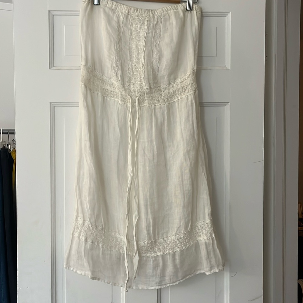 Michael Stars Linen and Lace Strapless Dress